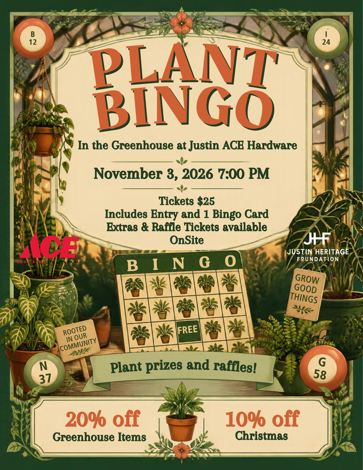 Plant Bingo in the ACE Hardware Greenhouse