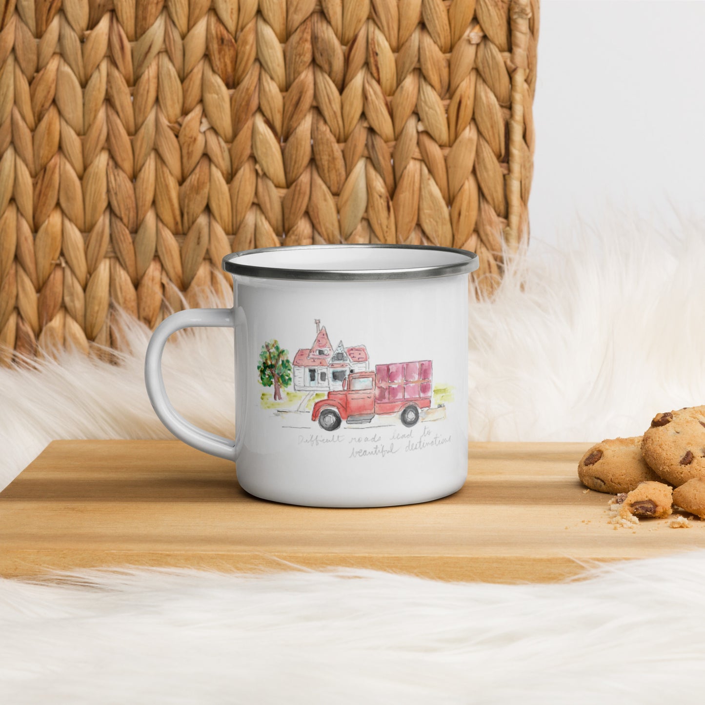 Gaston House Red Truck Enamel Mug