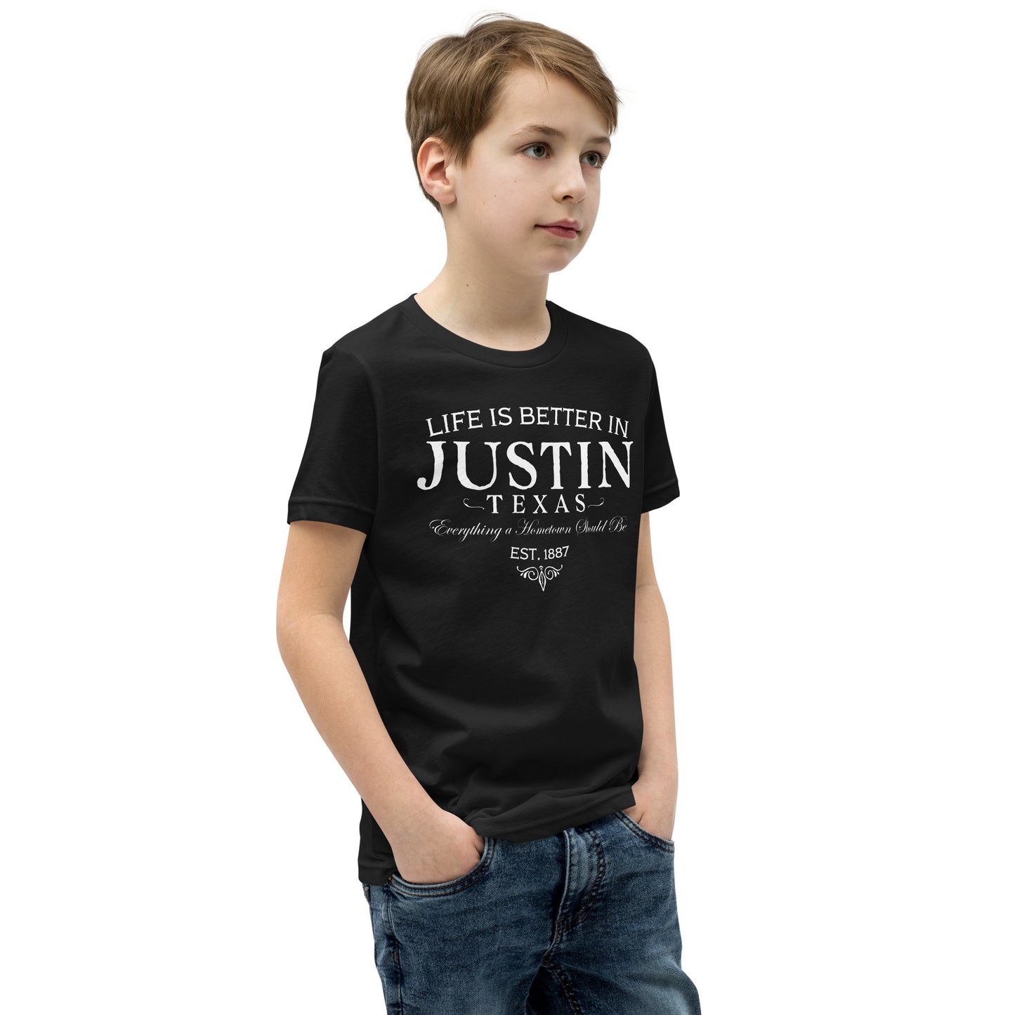 Life is Better in Justin Youth Short Sleeve T-Shirt