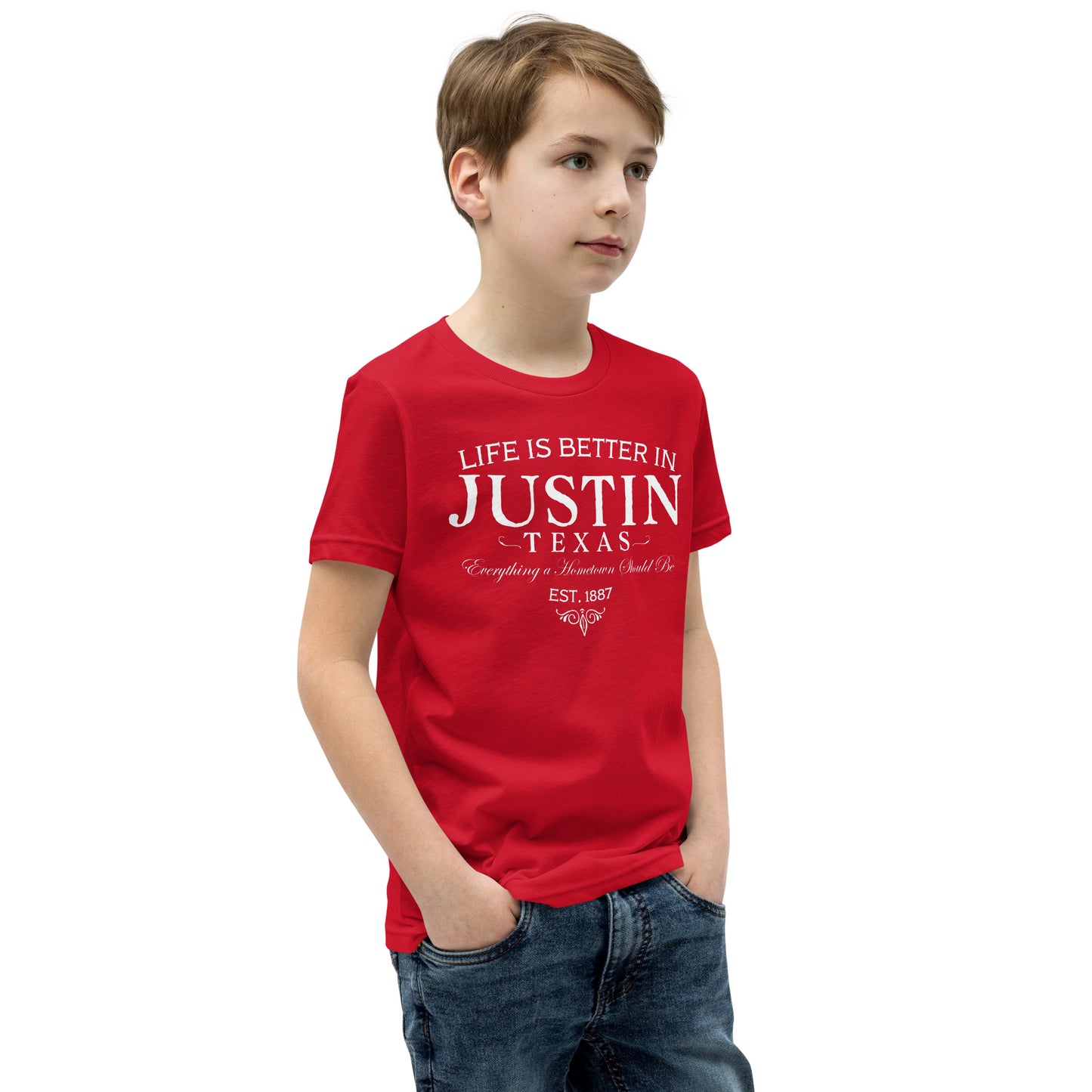 Life is Better in Justin Youth Short Sleeve T-Shirt